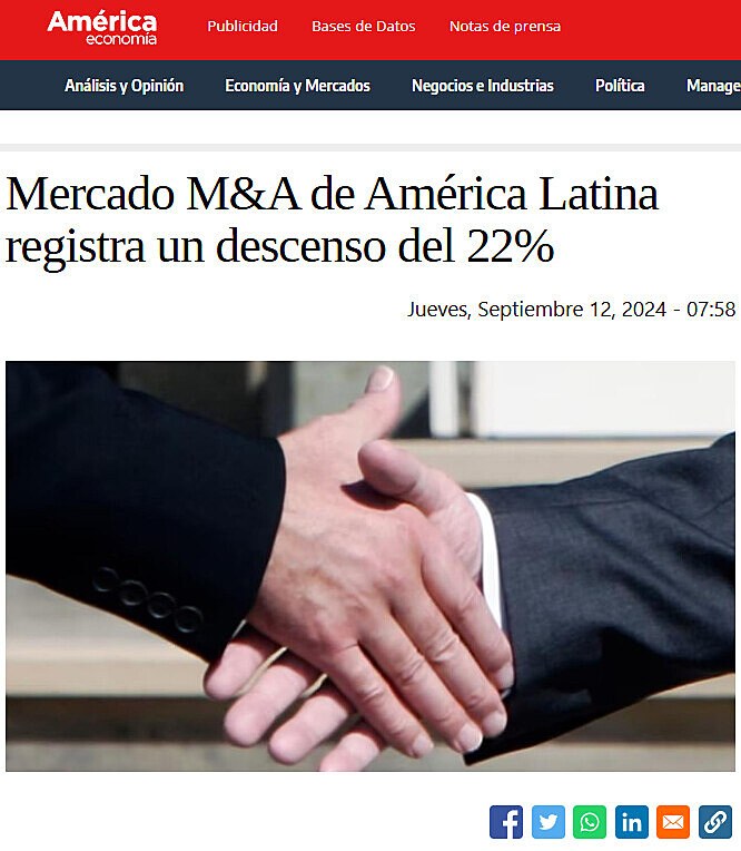 Mercado M&A de Amrica Latina registra un descenso del 22%